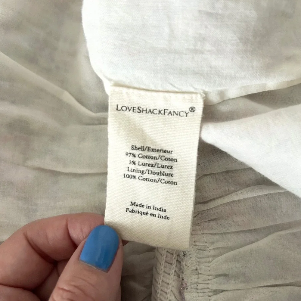 LoveShackFancy Trevor Floral Smocked Mini Dress Purple Blue Cotton Lurex Medium - Picture 6 of 6